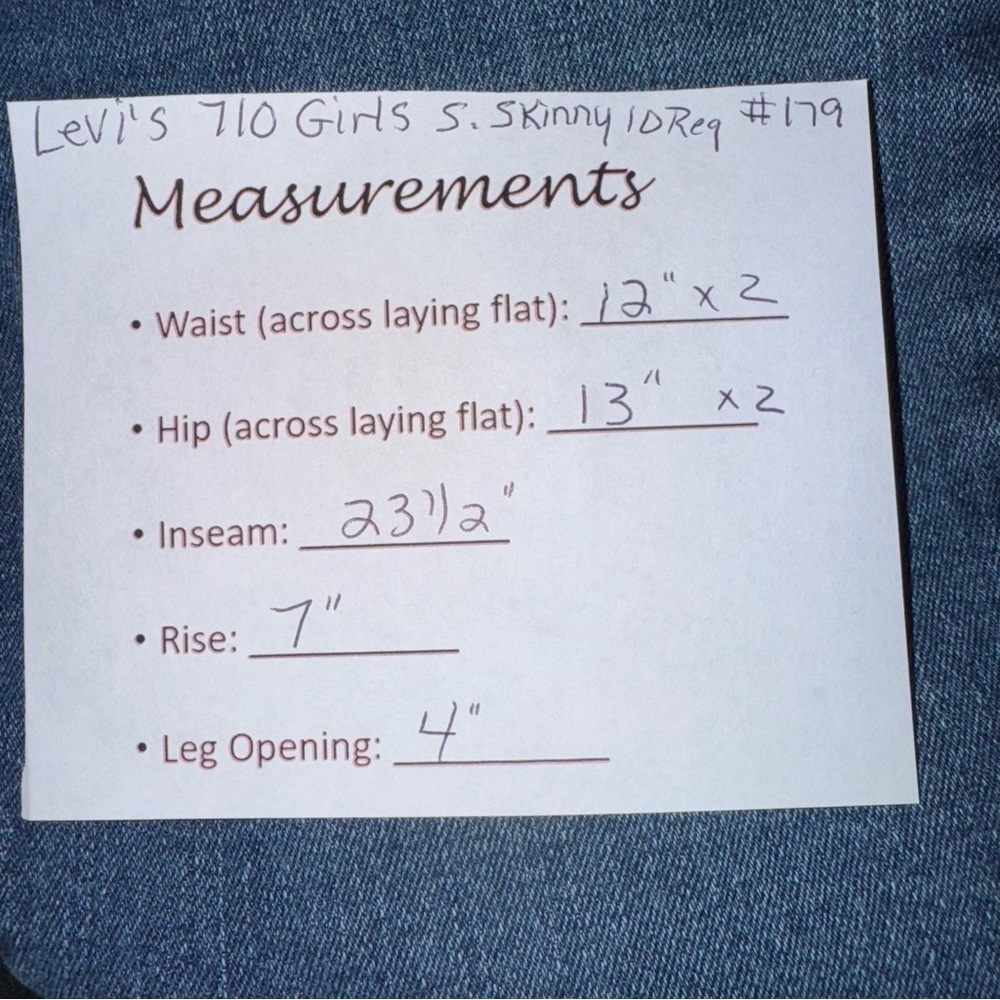 Levi’s 710 Super Skinny Girls Jeans Size 10 Regular Adjustable Waist Denim - Picture 8 of 8